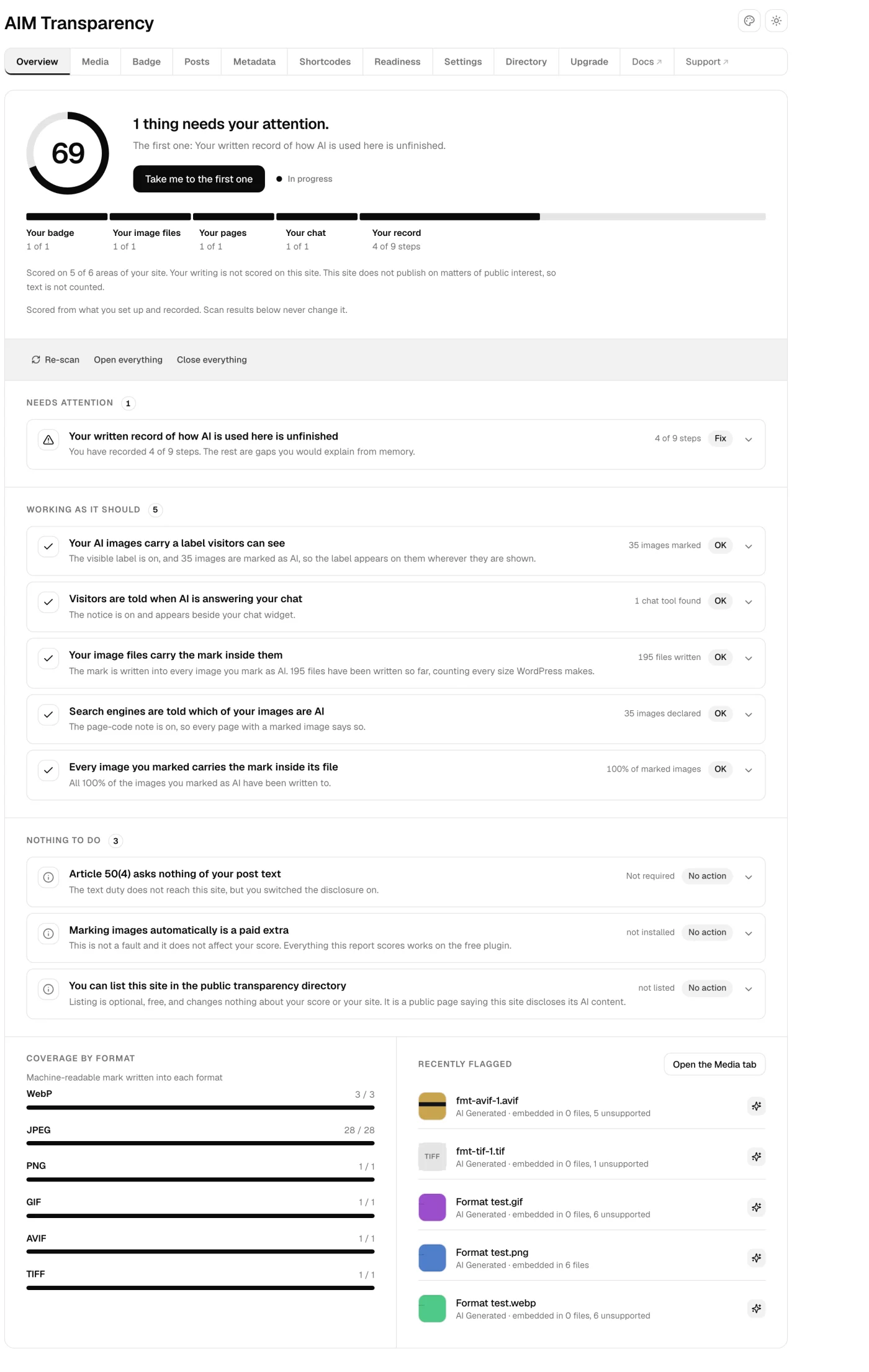 The same Overview screen in the Classic theme, quieter and more typographic with a serif display face