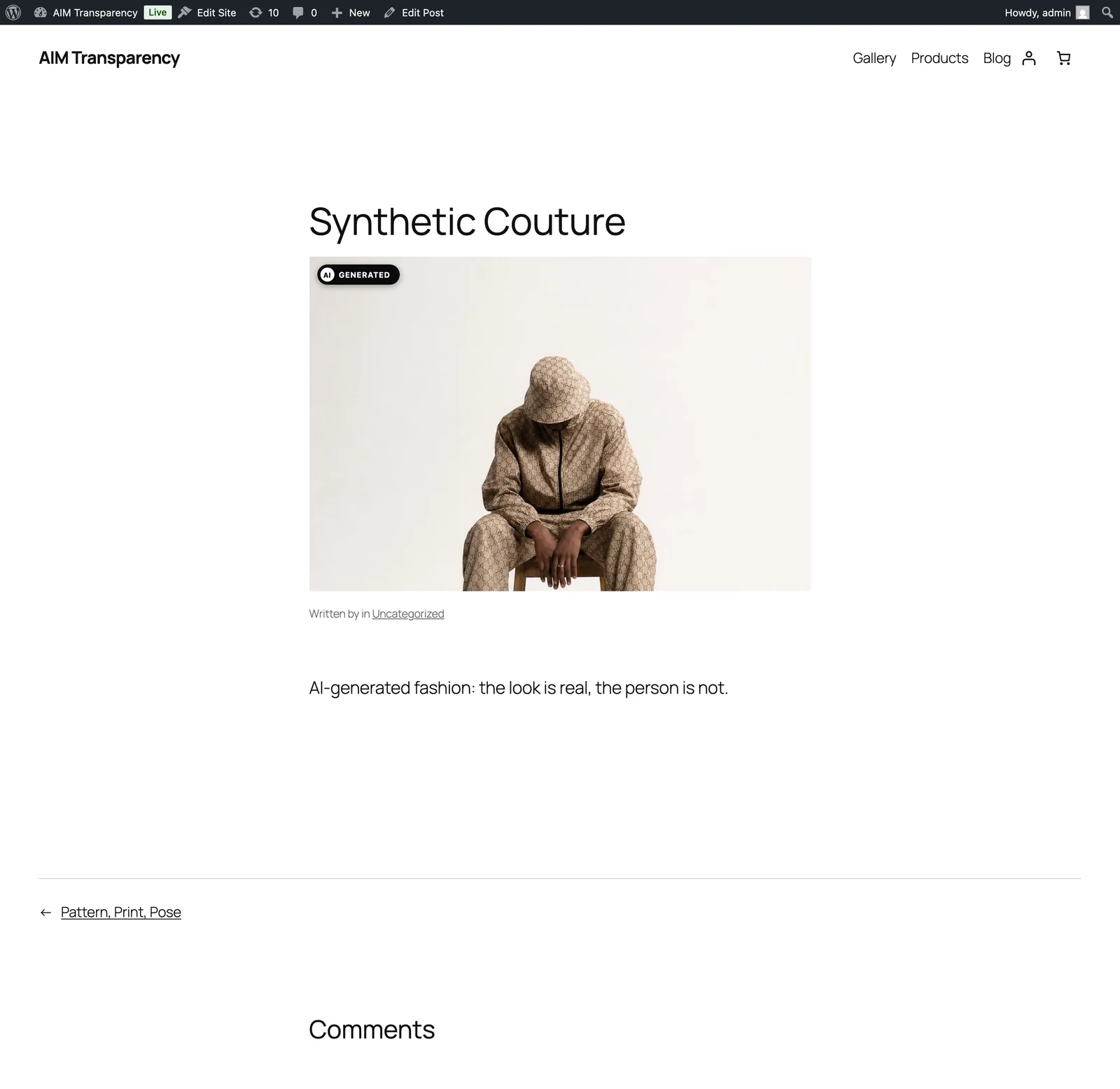 The AI Generated badge on blog post featured images
